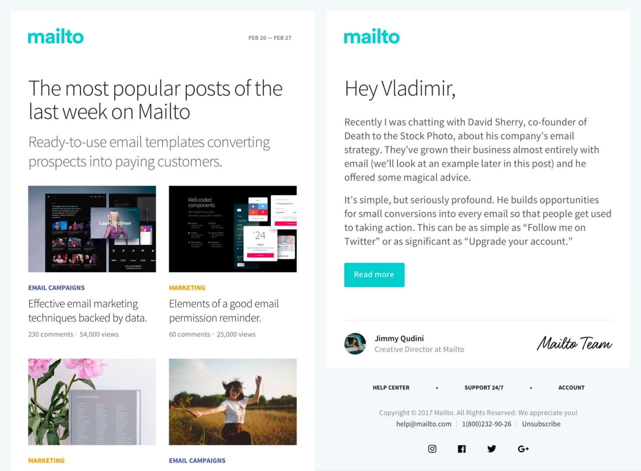 Mailto: 2 Free Responsive Email Templates
