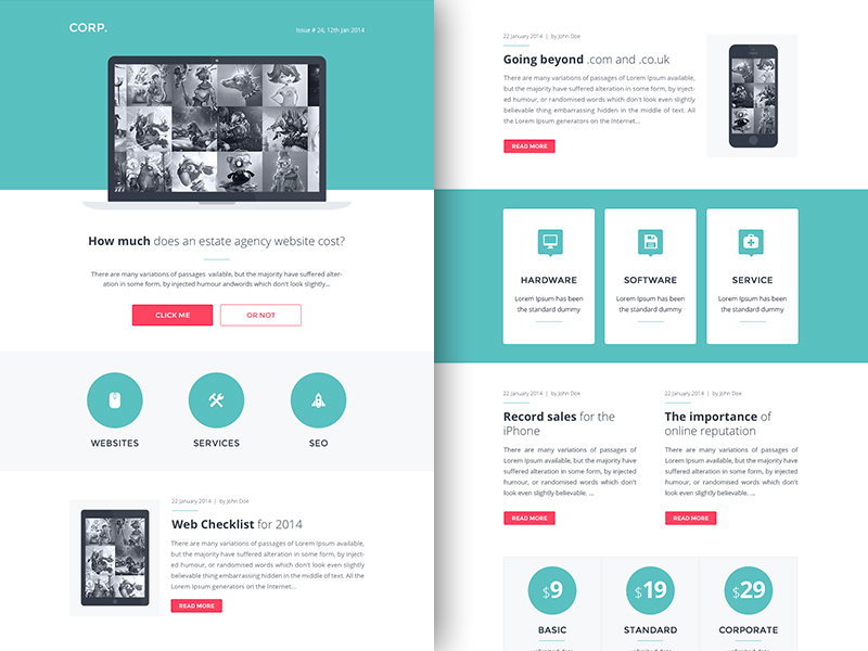 Freebie PSD+Sketch: Corp (Responsive HTML Email Newsletter)