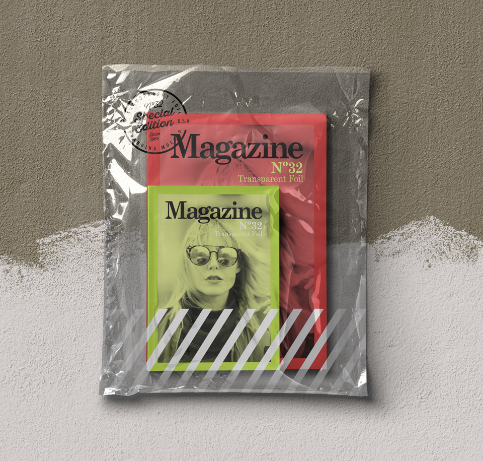 Magazine Transparent Foil Mockup