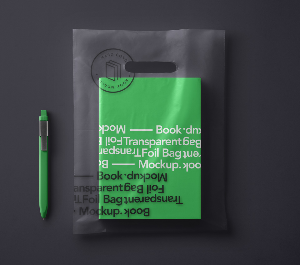 PSD Book Transparent Bag Mockup
