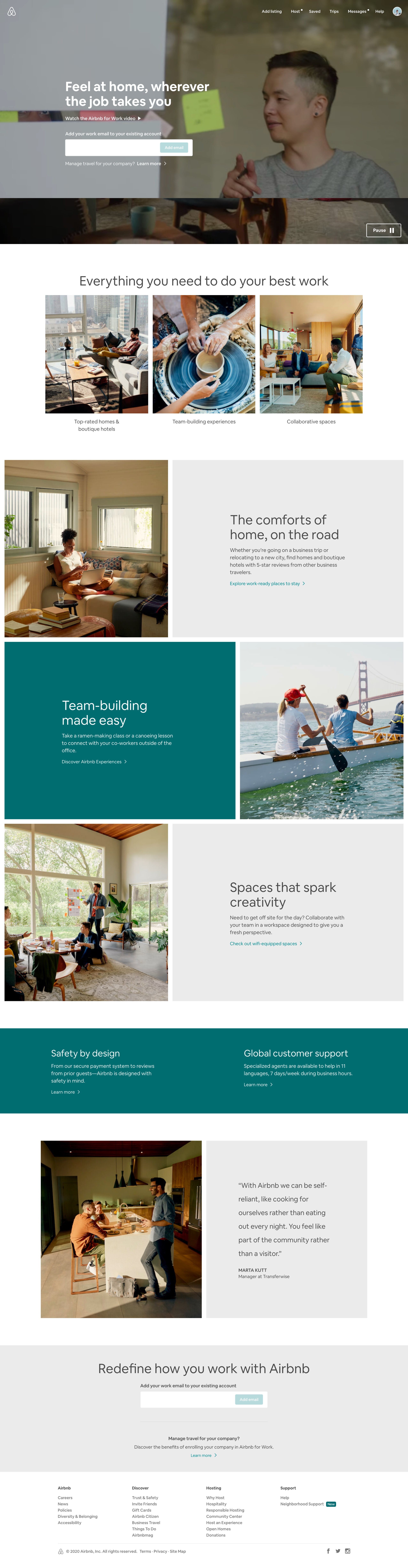 airbnb for business page design
