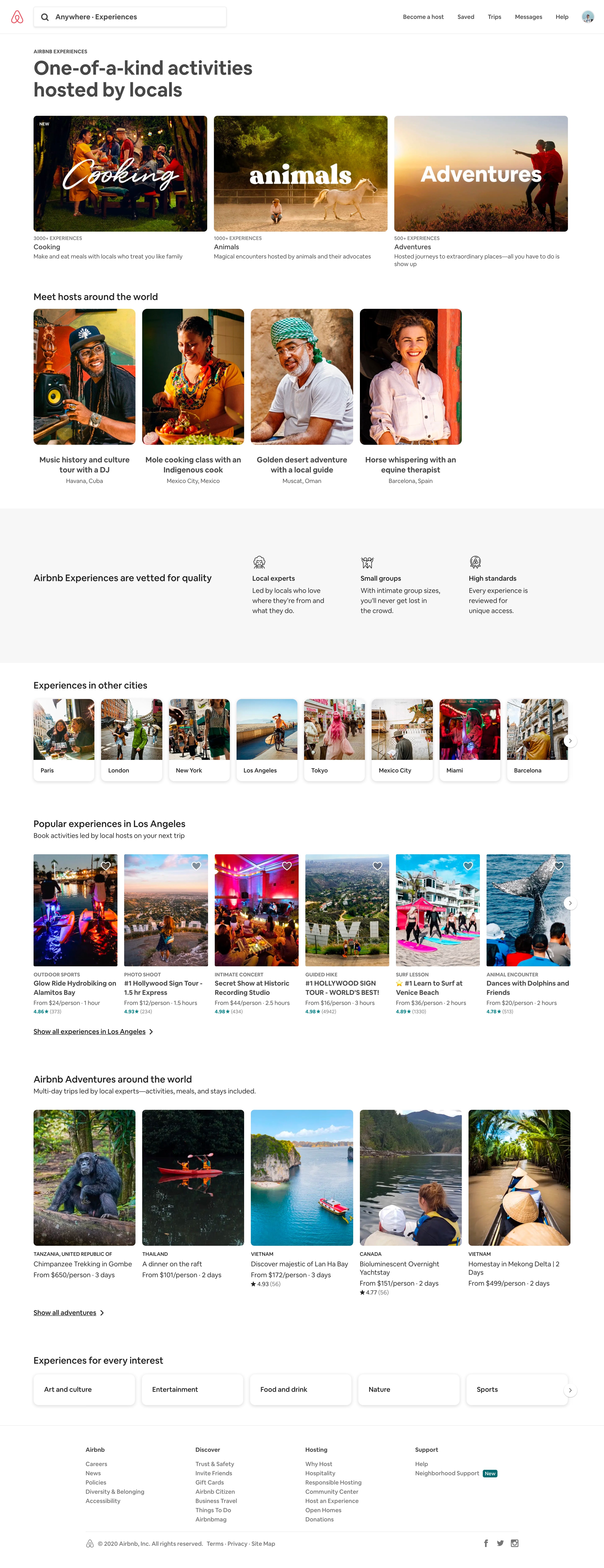 airbnb experiences page design